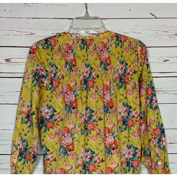 J.Crew Liberty Fabrics Women's Size 2 Yellow Floral Long Sleeve Button Top Shirt - Picture 9 of 12